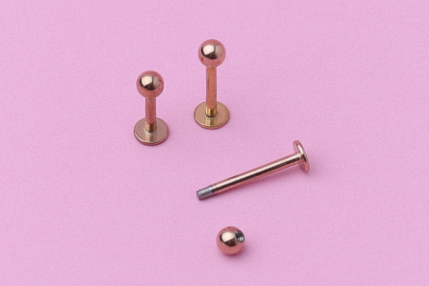 Labret Stud, Rose Gold Labret Jewelry, Flat Back Earring, Conch Stud, Conch Hoop, Lip Piercing, Daith Bar, Helix Piercing, Tragus Piercing