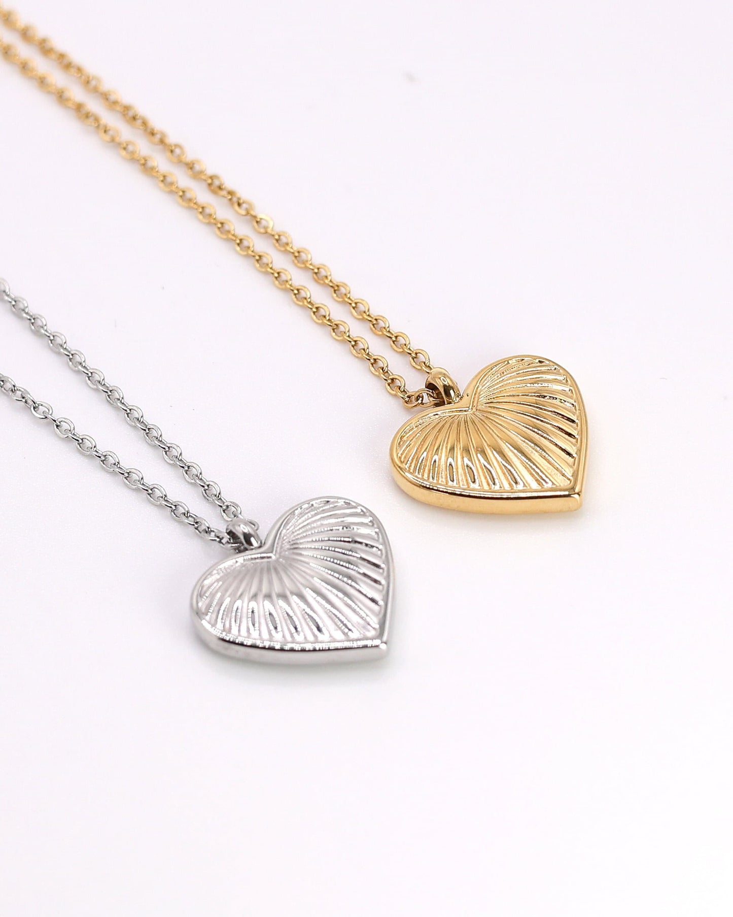 Dainty Heart Necklace, Tiny Layering Necklace, Silver Heart Pendant, Gold Plated Waterproof Jewelry