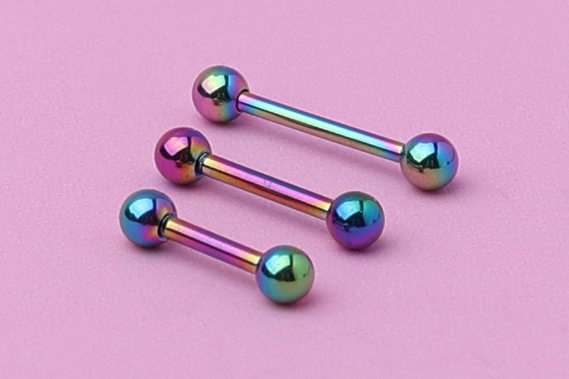 Barbell, Rainbow Eyebrow Piercing, Nipple Piercing, Rook Piercing, Daith Bar, Lip Piercing, Tongue Jewelry, Helix Piercing