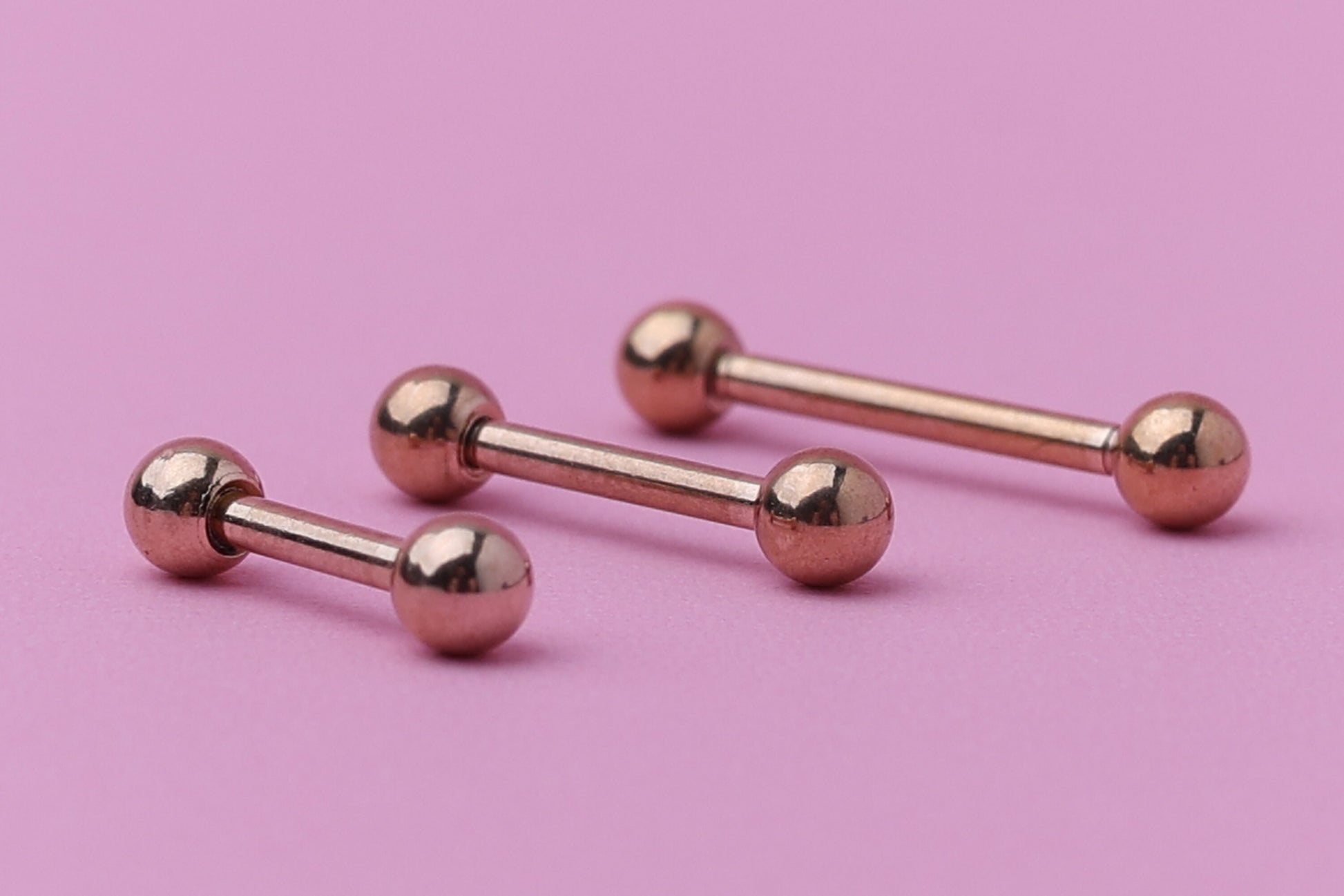 Barbell, Rose Gold Eyebrow Piercing, Nipple Piercing, Rook Piercing, Daith Bar, Lip Piercing, Tongue Jewelry, Helix Piercing