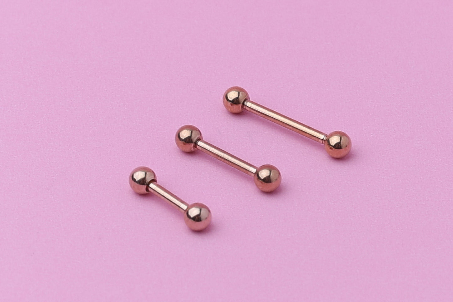 Barbell, Rose Gold Eyebrow Piercing, Nipple Piercing, Rook Piercing, Daith Bar, Lip Piercing, Tongue Jewelry, Helix Piercing