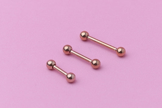 Barbell, Rose Gold Eyebrow Piercing, Nipple Piercing, Rook Piercing, Daith Bar, Lip Piercing, Tongue Jewelry, Helix Piercing