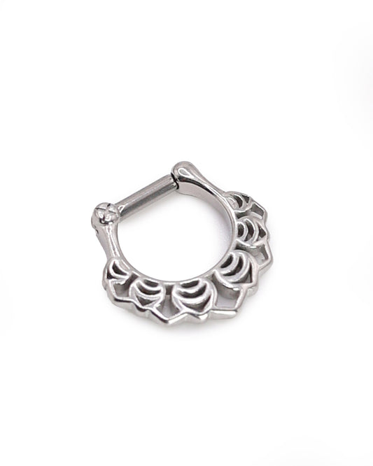 14 Gauge Silver Clicker for Septum Piercings, Unique Septum Grunge Jewelry