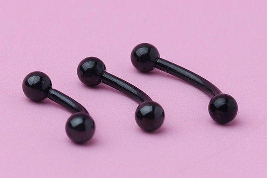 Curved Barbell, Black Eyebrow Piercing, Nipple Piercing, Rook Piercing Lip Piercing, Labret Jewelry, Daith Bar, Helix Piercing