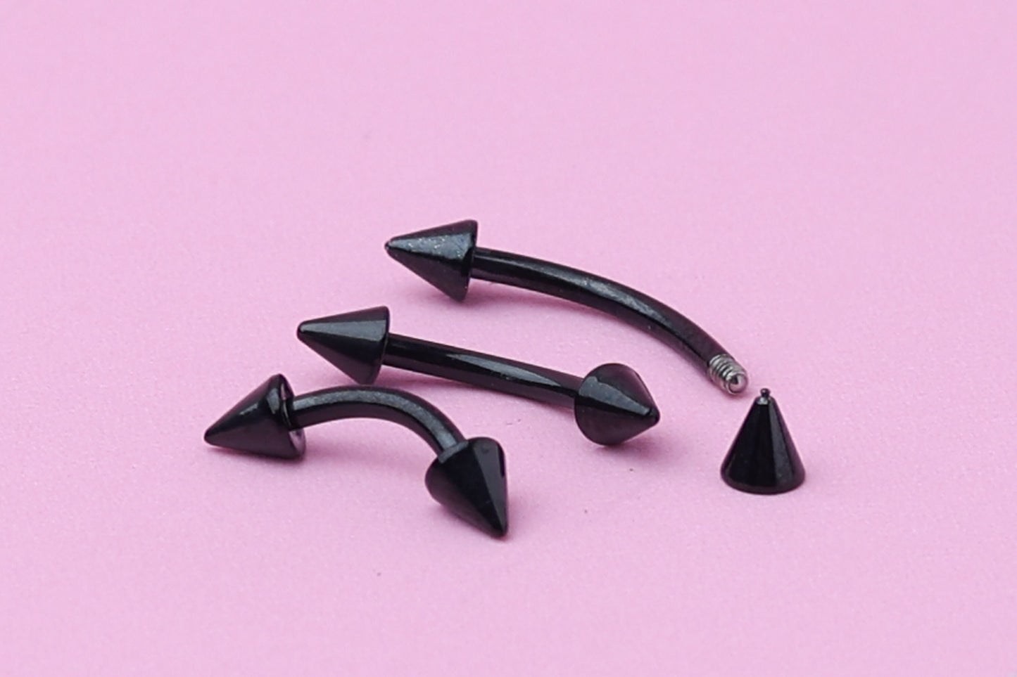 Spiked Curved Barbell, Black Eyebrow Piercing, Nipple Piercing, Lip Piercing, Daith Bar, Helix Piercing, Rook Piercing, Labret Jewelry