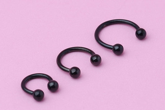 Horseshoe Septum Ring, Cartilage Piercing, Black Septum Piercing, Helix Piercing, Nose Hoop, Daith Earring, Body Jewelry