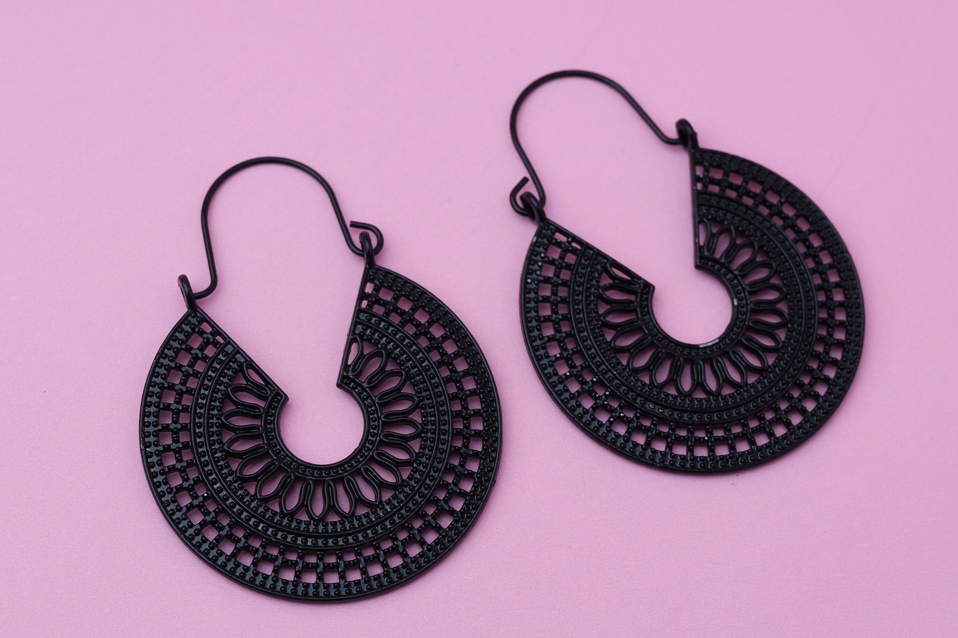 Large Mandala Earrings, Brass Ear Weights, Bohemian Ear Hangers