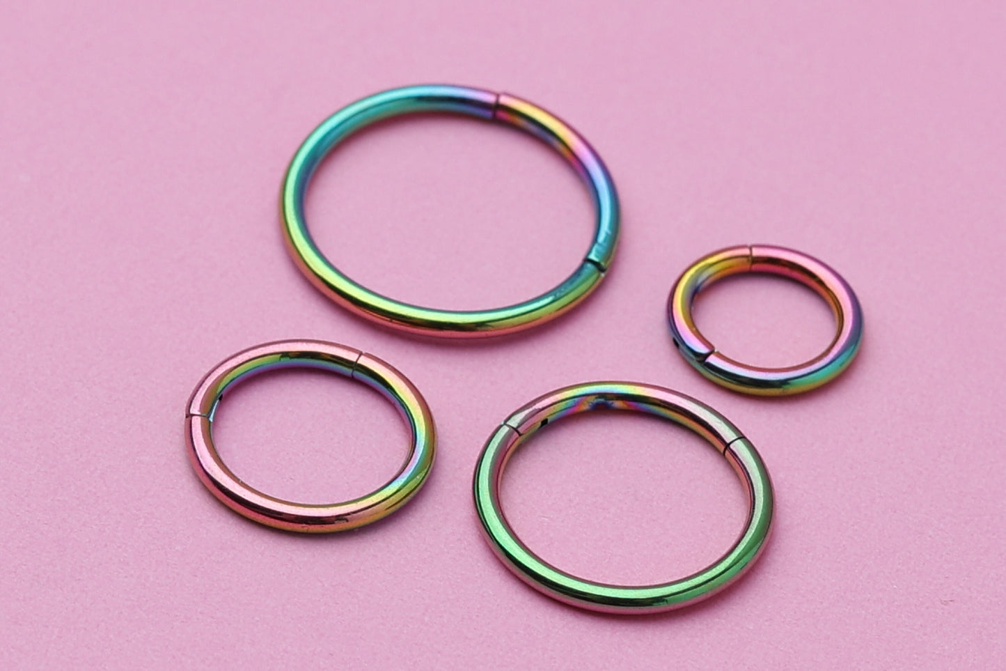 Titanium Clicker in Rainbow, Nose Ring, Septum Jewelry, Daith Hoop, Conch Ring, Helix Earring Hoop, Colorline, Multicoloured Huggie Hoops