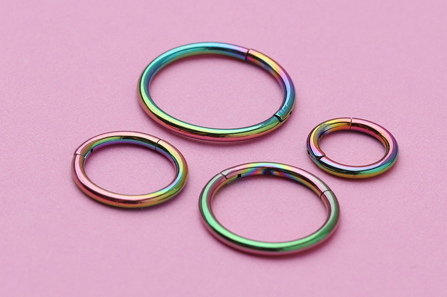 Titanium Clicker in Rainbow, Nose Ring, Septum Jewelry, Daith Hoop, Conch Ring, Helix Earring Hoop, Colorline, Multicoloured Huggie Hoops