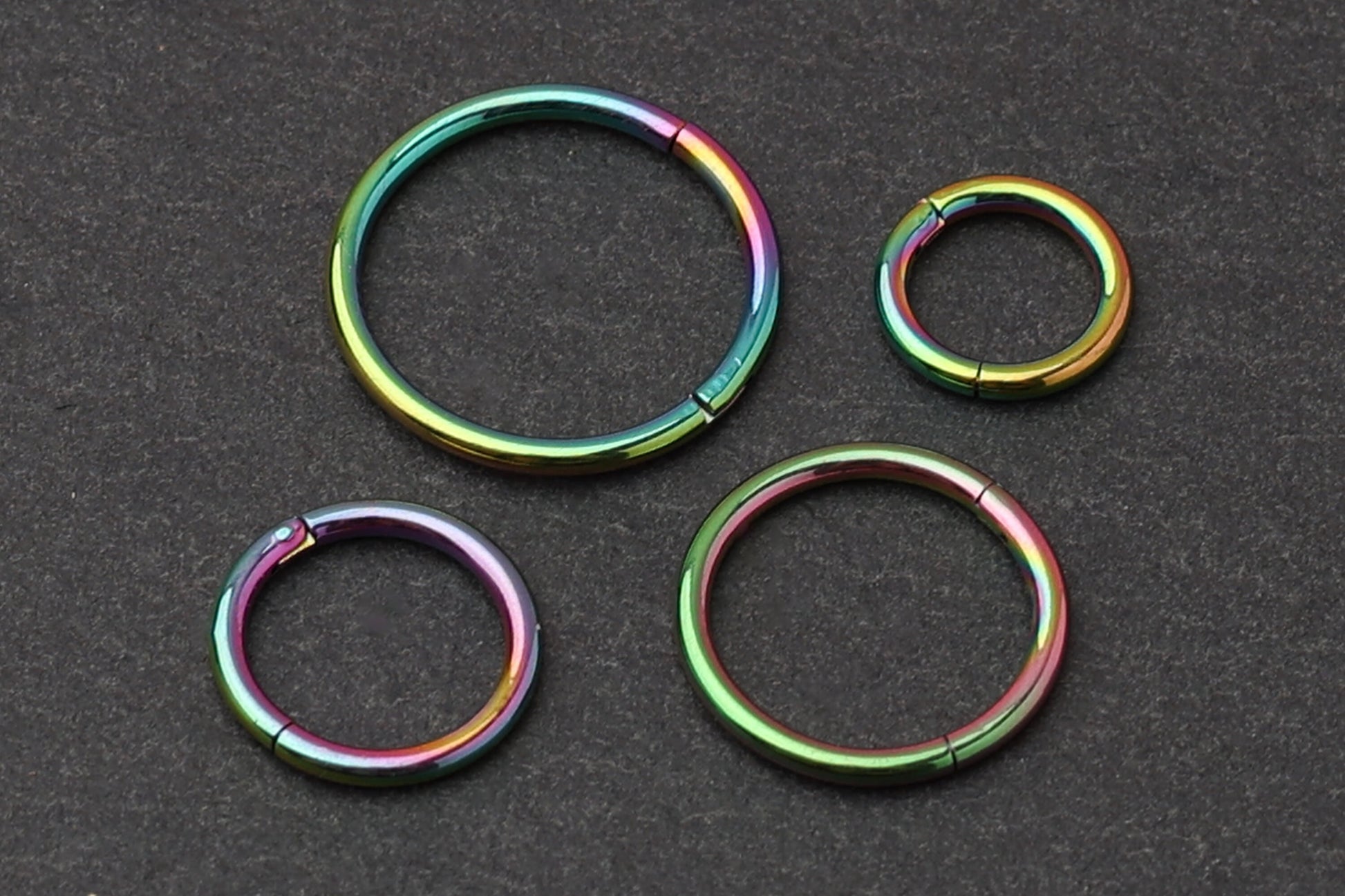 Titanium Clicker in Rainbow, Nose Ring, Septum Jewelry, Daith Hoop, Conch Ring, Helix Earring Hoop, Colorline, Multicoloured Huggie Hoops