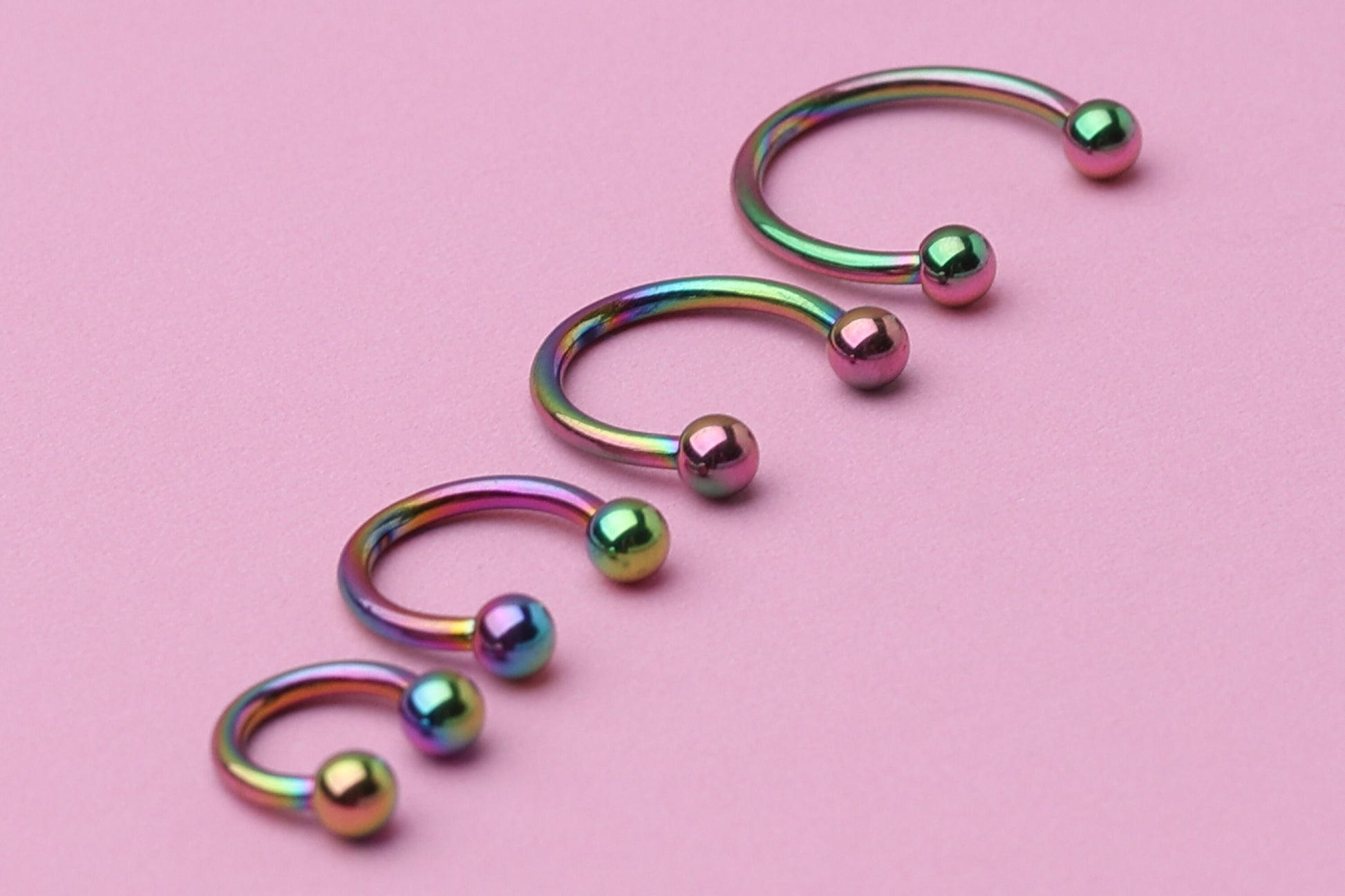 Horseshoe Hoop Earrings, Titanium Rainbow Septum Jewelry, Cartilage Hoop, Daith Hoop or Tragus Hoop