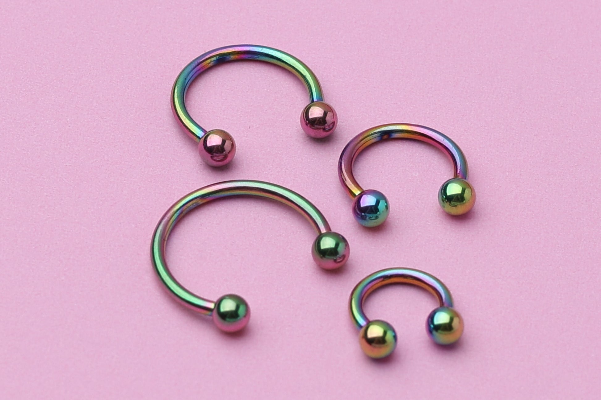 Horseshoe Hoop Earrings, Titanium Rainbow Septum Jewelry, Cartilage Hoop, Daith Hoop or Tragus Hoop