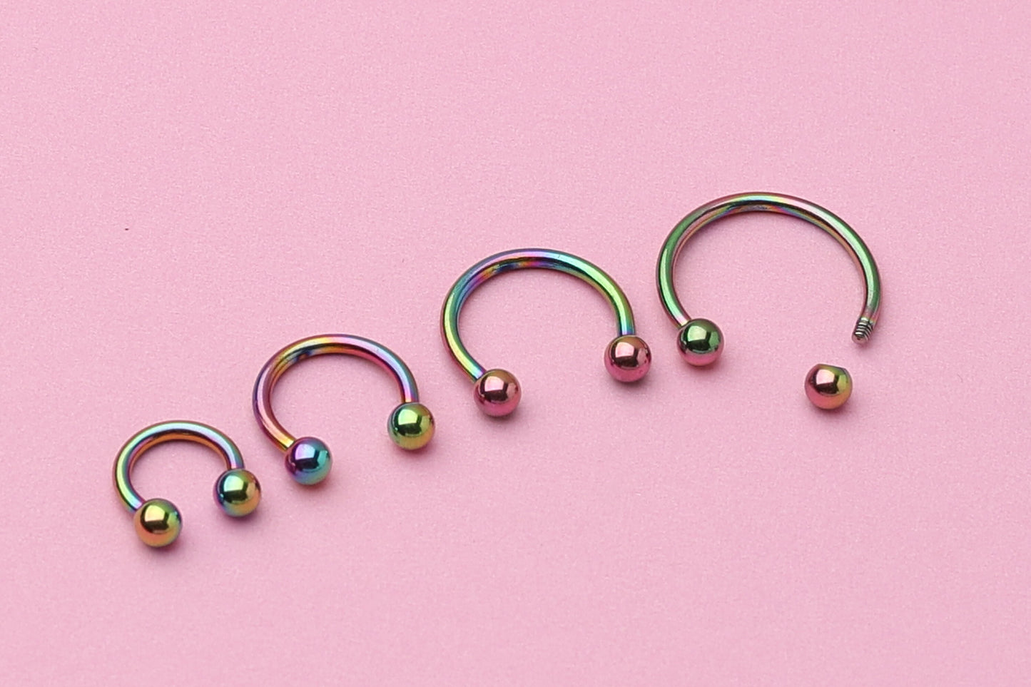 Horseshoe Hoop Earrings, Titanium Rainbow Septum Jewelry, Cartilage Hoop, Daith Hoop or Tragus Hoop