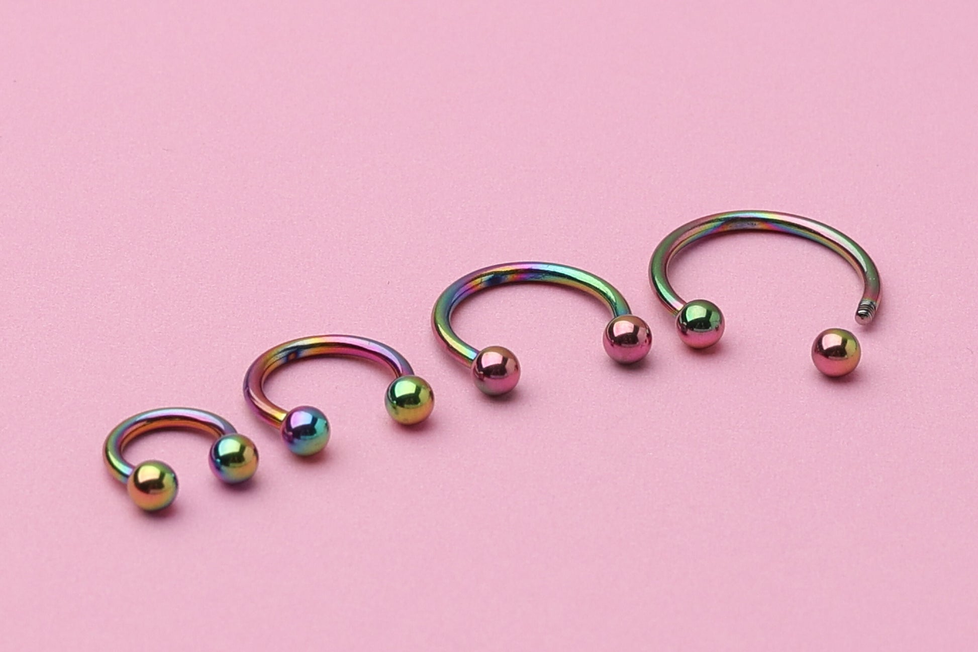 Horseshoe Hoop Earrings, Titanium Rainbow Septum Jewelry, Cartilage Hoop, Daith Hoop or Tragus Hoop