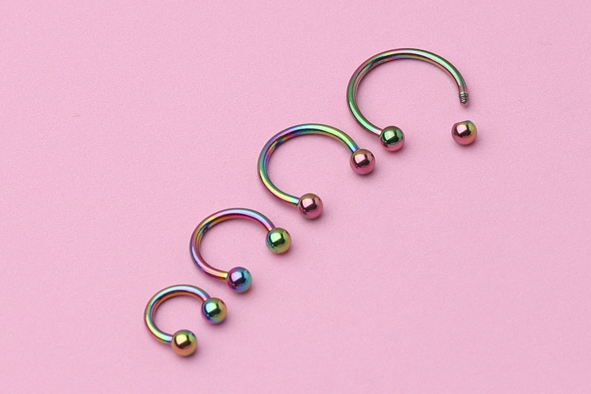 Horseshoe Hoop Earrings, Titanium Rainbow Septum Jewelry, Cartilage Hoop, Daith Hoop or Tragus Hoop