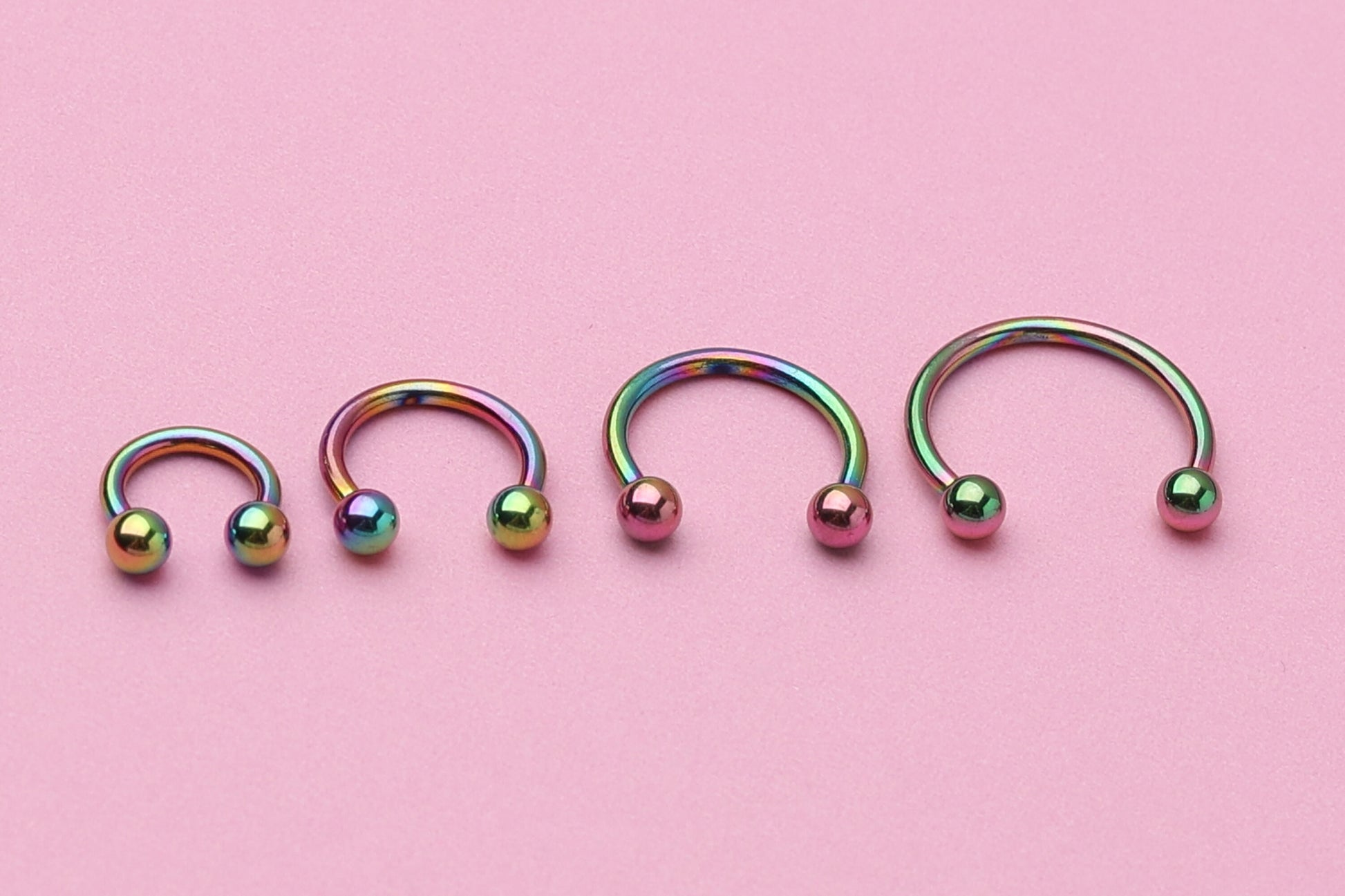 Horseshoe Hoop Earrings, Titanium Rainbow Septum Jewelry, Cartilage Hoop, Daith Hoop or Tragus Hoop