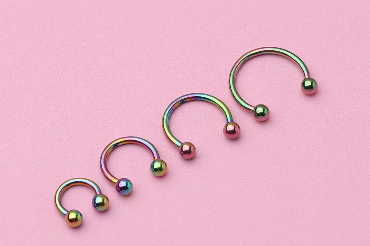 Horseshoe Hoop Earrings, Titanium Rainbow Septum Jewelry, Cartilage Hoop, Daith Hoop or Tragus Hoop