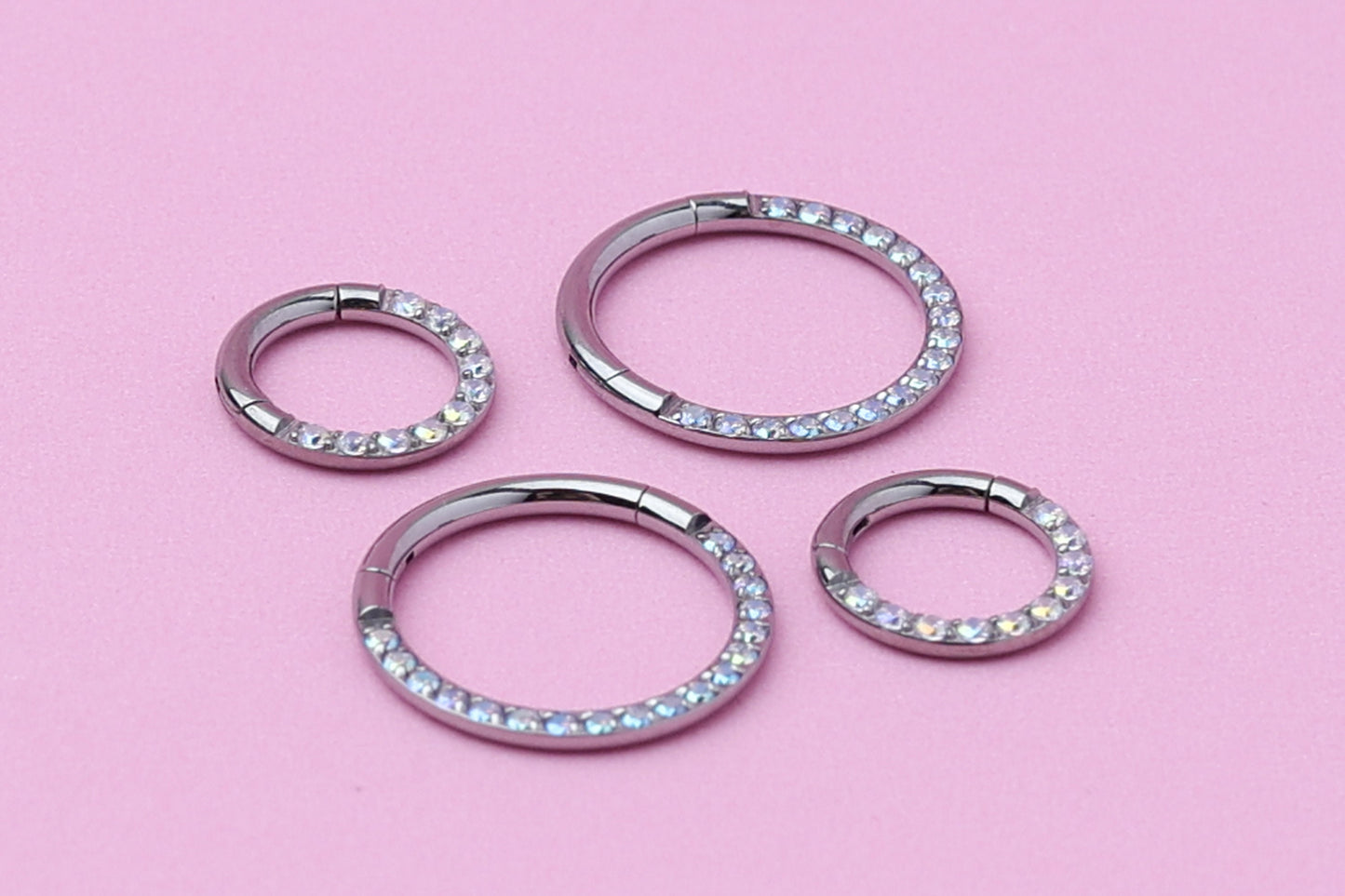 Titanium Septum Ring - ASTM F136 Hoop Clicker, 16G 1.2mm Hinged Segment - Daith Hoop - Septum Piercing - Daith Jewelry - Sleeper Earrings AB