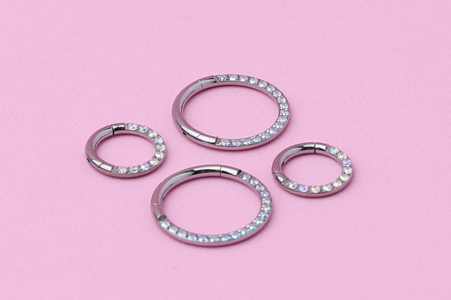 Titanium Septum Ring - ASTM F136 Hoop Clicker, 16G 1.2mm Hinged Segment - Daith Hoop - Septum Piercing - Daith Jewelry - Sleeper Earrings AB