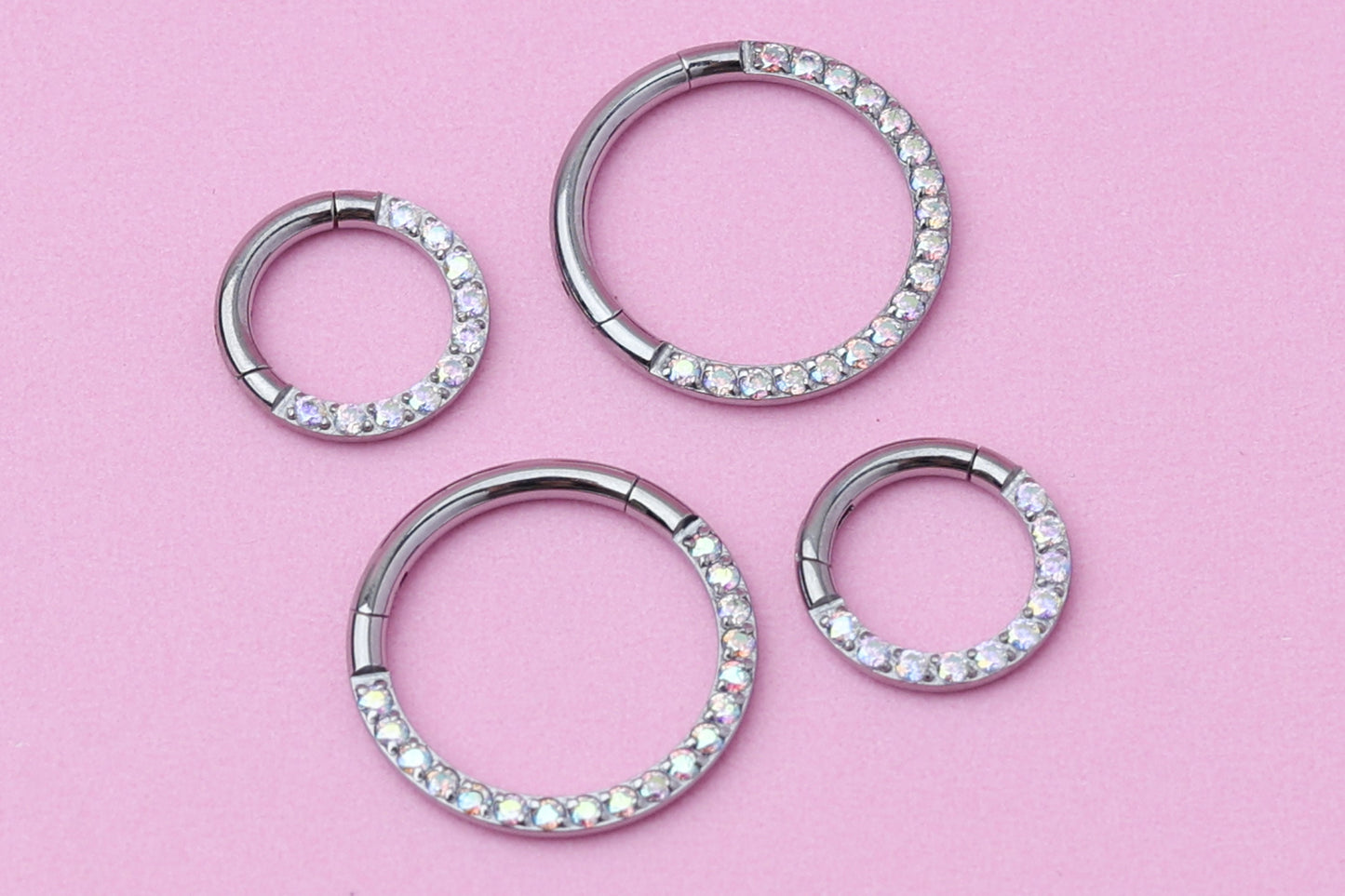 Titanium Septum Ring - ASTM F136 Hoop Clicker, 16G 1.2mm Hinged Segment - Daith Hoop - Septum Piercing - Daith Jewelry - Sleeper Earrings AB