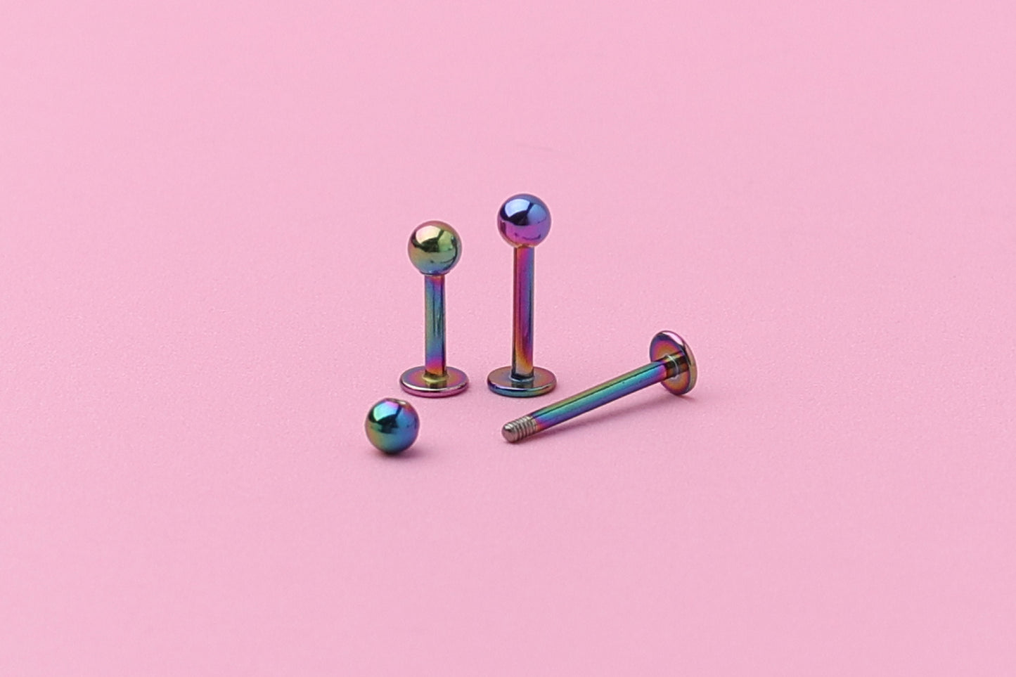 Labret Stud, Rainbow Labret Jewelry, Flat Back Earring, Conch Stud, Conch Hoop, Lip Piercing, Daith Bar, Helix Piercing, Tragus Piercing