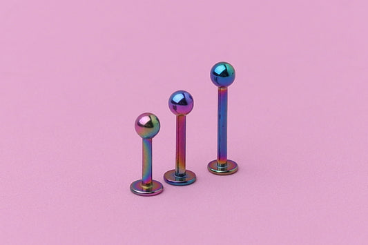 Labret Stud, Rainbow Labret Jewelry, Flat Back Earring, Conch Stud, Conch Hoop, Lip Piercing, Daith Bar, Helix Piercing, Tragus Piercing