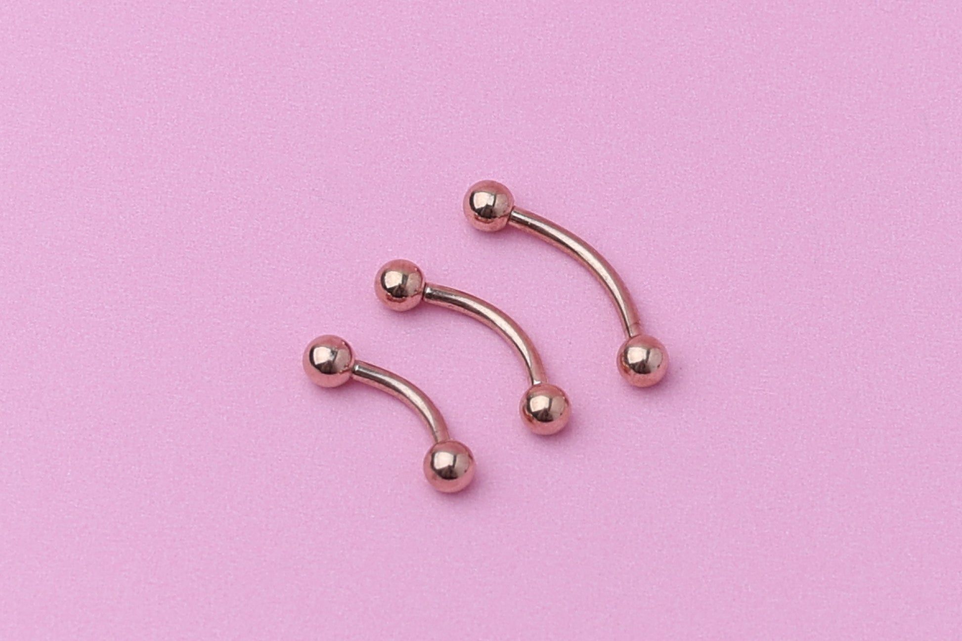 Curved Barbell, Rose Gold Eyebrow Piercing, Nipple Piercing, Rook Piercing Lip Piercing, Labret Jewelry, Daith Bar, Helix Piercing