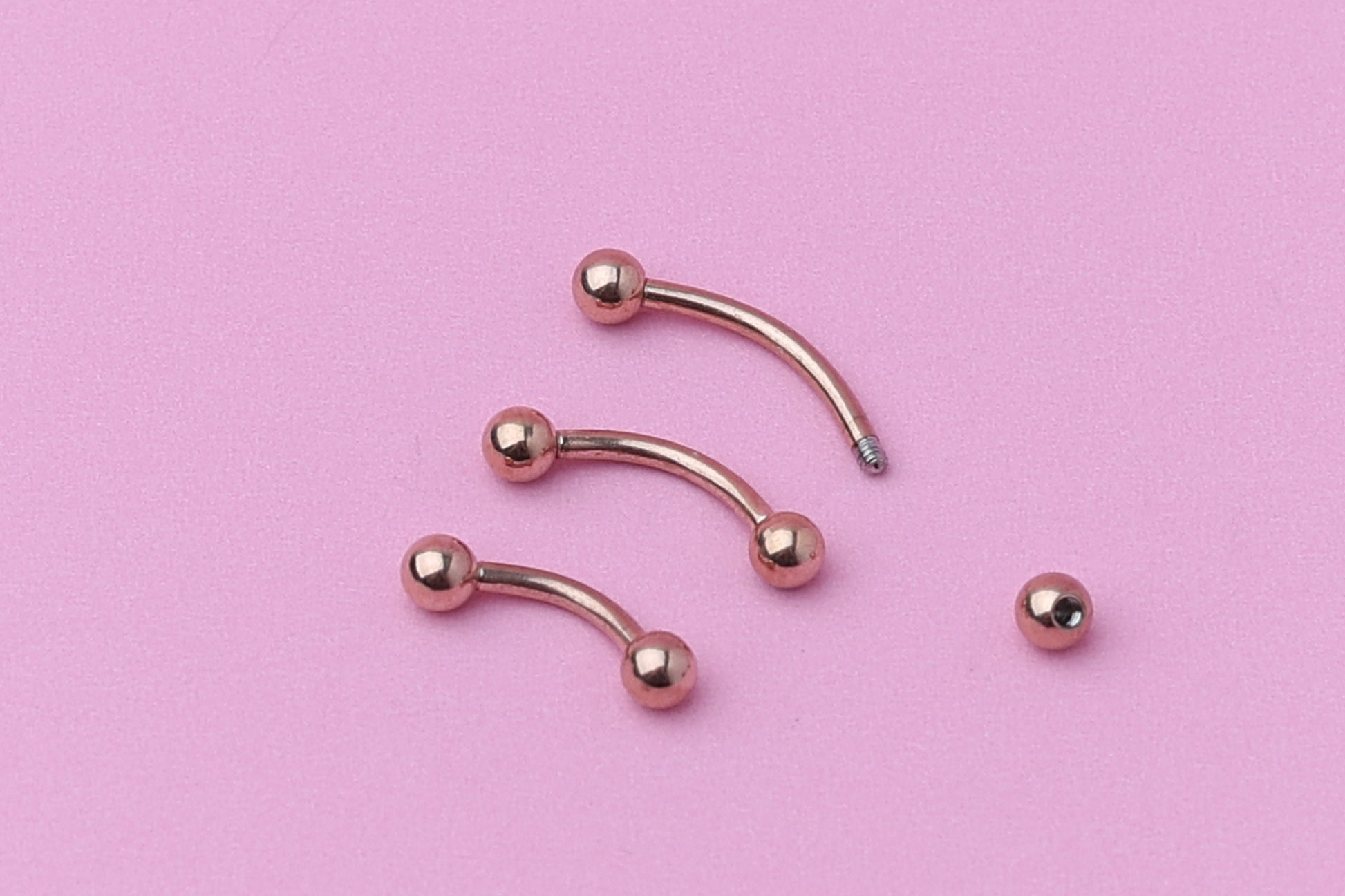 Curved Barbell, Rose Gold Eyebrow Piercing, Nipple Piercing, Rook Piercing Lip Piercing, Labret Jewelry, Daith Bar, Helix Piercing