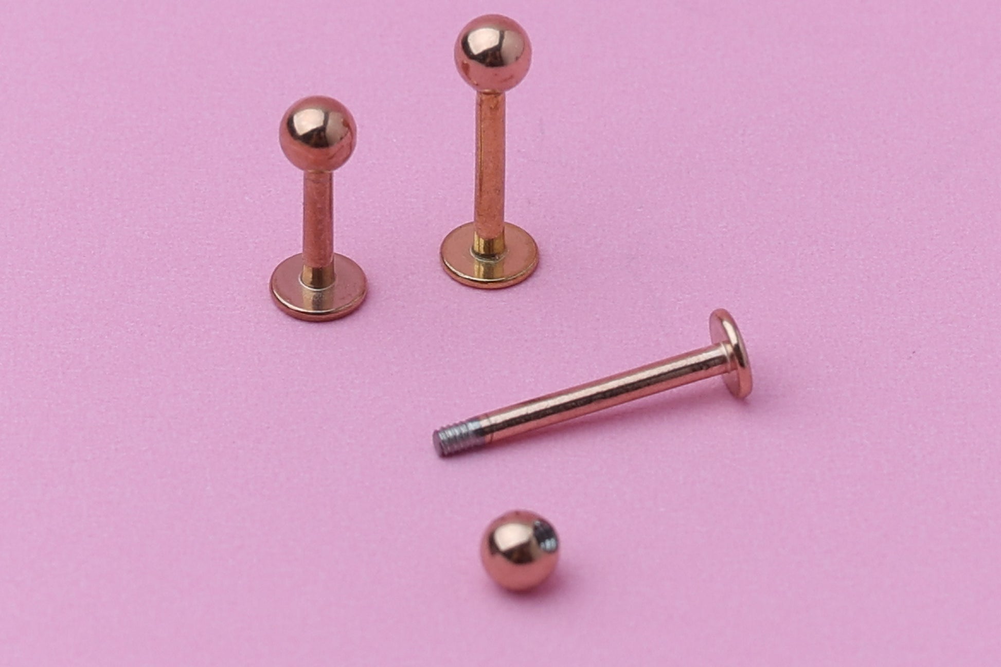 Labret Stud, Rose Gold Labret Jewelry, Flat Back Earring, Conch Stud, Conch Hoop, Lip Piercing, Daith Bar, Helix Piercing, Tragus Piercing