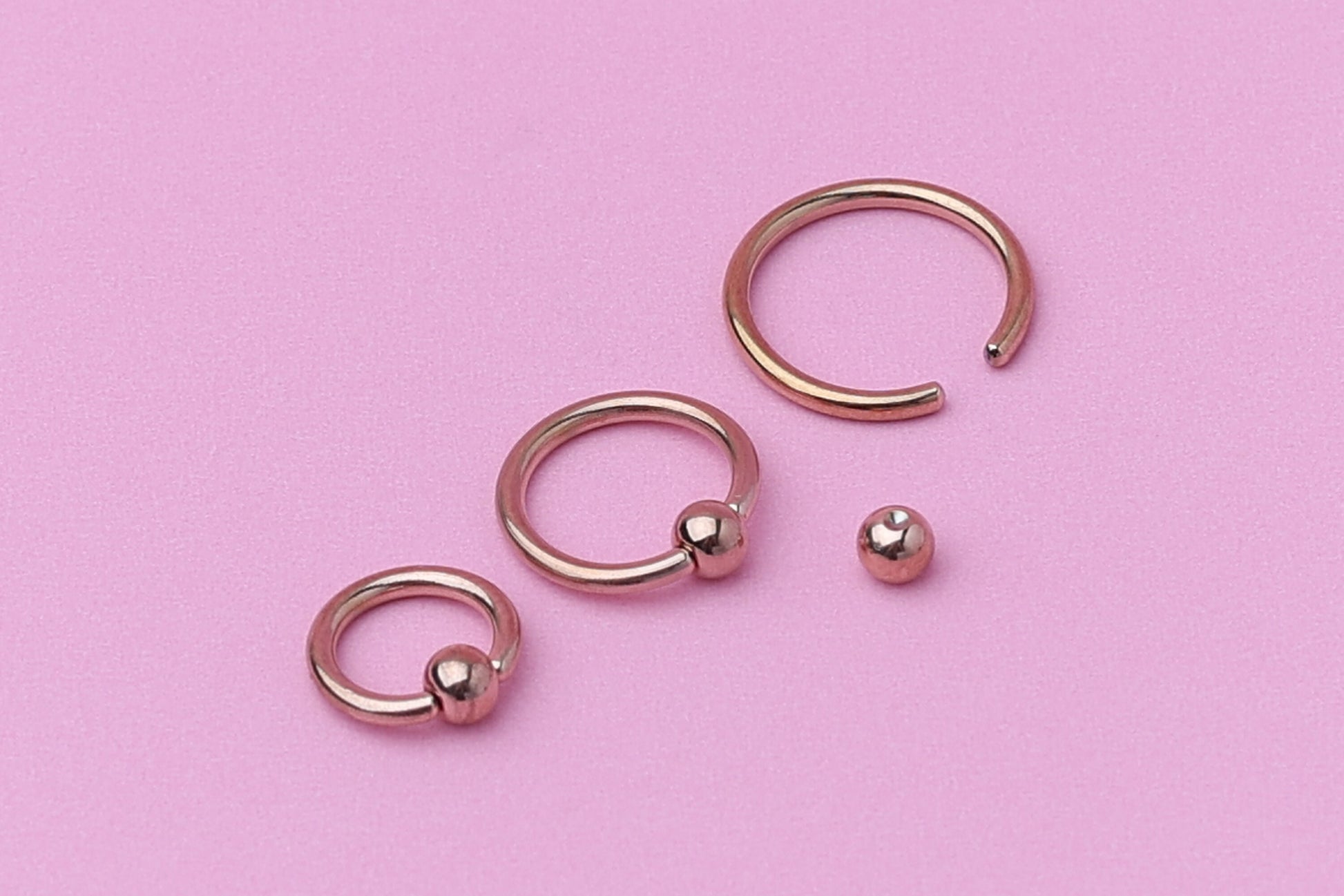 Nose Ring Hoop, Rose Gold BCR Eyebrow Jewelry, Nipple Jewelry, Nose Piercing, Tragus Piercing, Daith Jewelry, Helix Jewelry, Conch Piercing