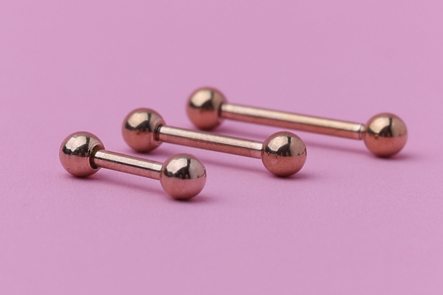 Barbell, Rose Gold Eyebrow Piercing, Nipple Piercing, Rook Piercing, Daith Bar, Lip Piercing, Tongue Jewelry, Helix Piercing