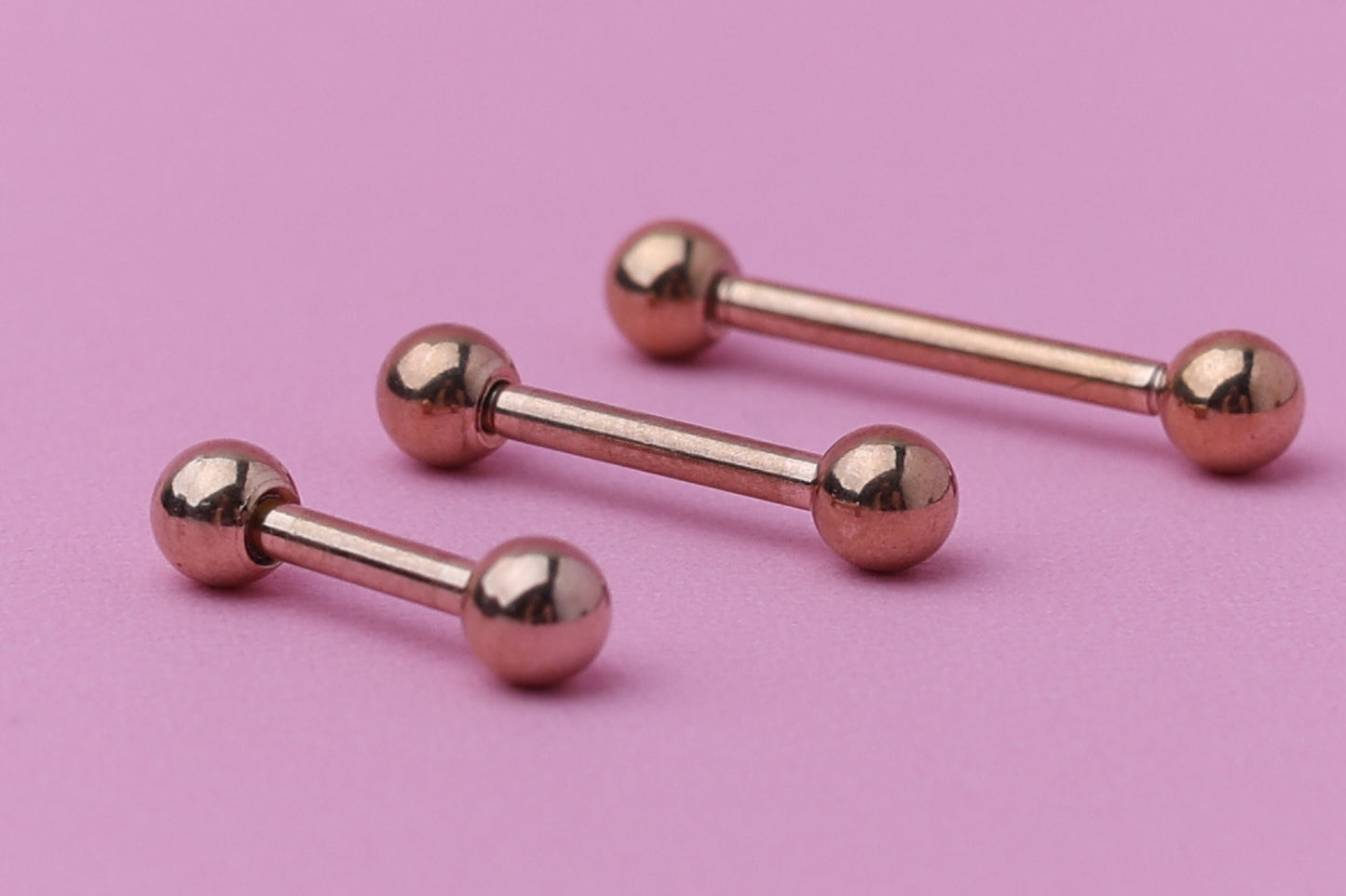 Barbell, Rose Gold Eyebrow Piercing, Nipple Piercing, Rook Piercing, Daith Bar, Lip Piercing, Tongue Jewelry, Helix Piercing