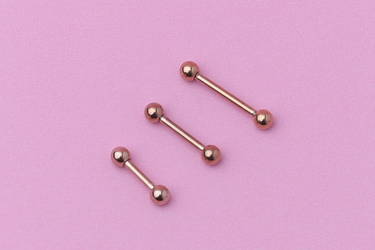 Barbell, Rose Gold Eyebrow Piercing, Nipple Piercing, Rook Piercing, Daith Bar, Lip Piercing, Tongue Jewelry, Helix Piercing