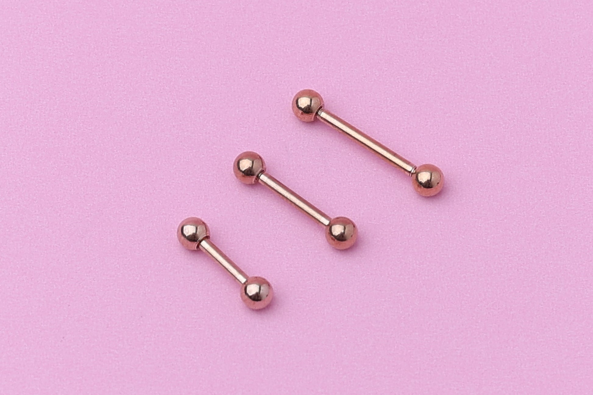 Barbell, Rose Gold Eyebrow Piercing, Nipple Piercing, Rook Piercing, Daith Bar, Lip Piercing, Tongue Jewelry, Helix Piercing