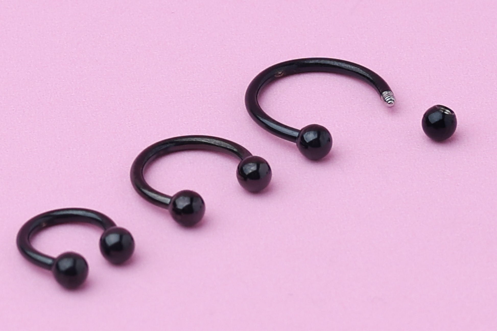 Horseshoe Septum Ring, Cartilage Piercing, Black Septum Piercing, Helix Piercing, Nose Hoop, Daith Earring, Body Jewelry