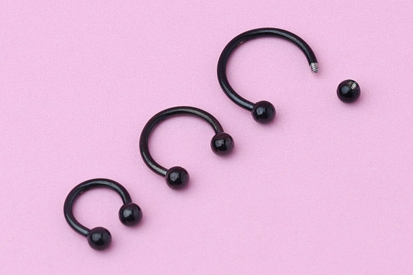 Horseshoe Septum Ring, Cartilage Piercing, Black Septum Piercing, Helix Piercing, Nose Hoop, Daith Earring, Body Jewelry