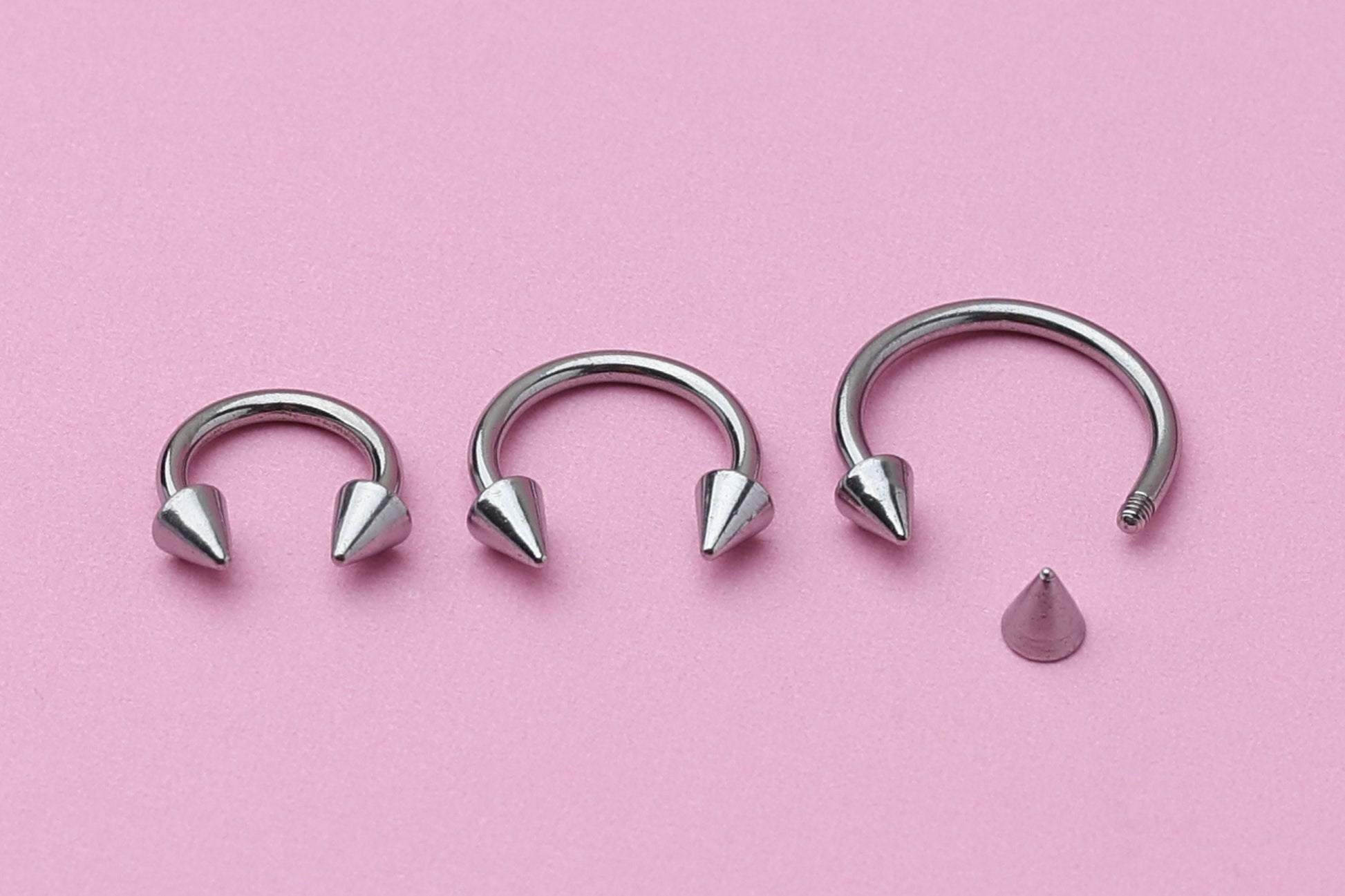 Spiked Septum Ring Horseshoe, Silver Septum Piercing, Cartilage Piercing, Nose Hoop, Helix Piercing, Daith Earring, Septum Jewelry Goth