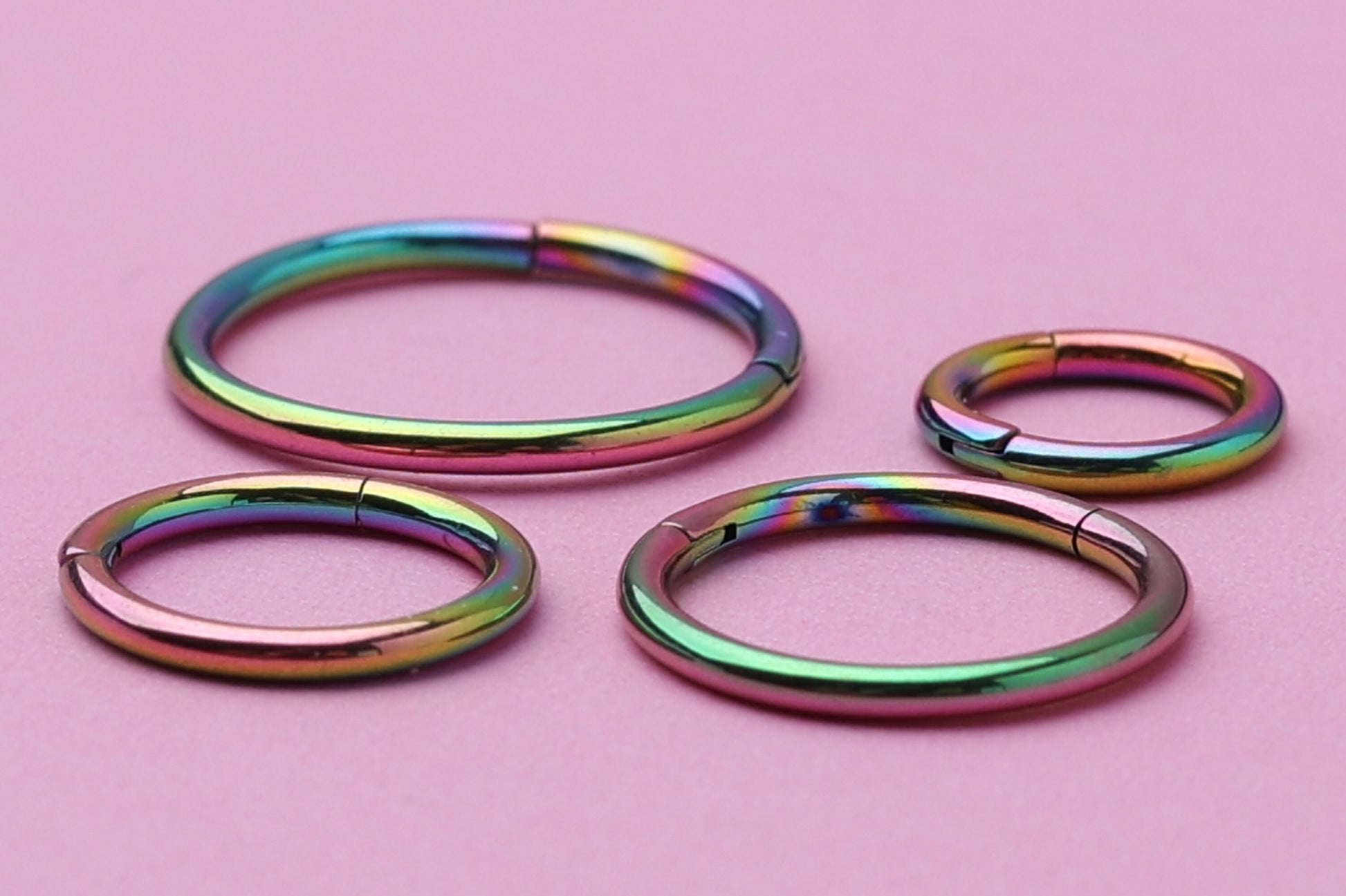 Titanium Clicker in Rainbow, Nose Ring, Septum Jewelry, Daith Hoop, Conch Ring, Helix Earring Hoop, Colorline, Multicoloured Huggie Hoops