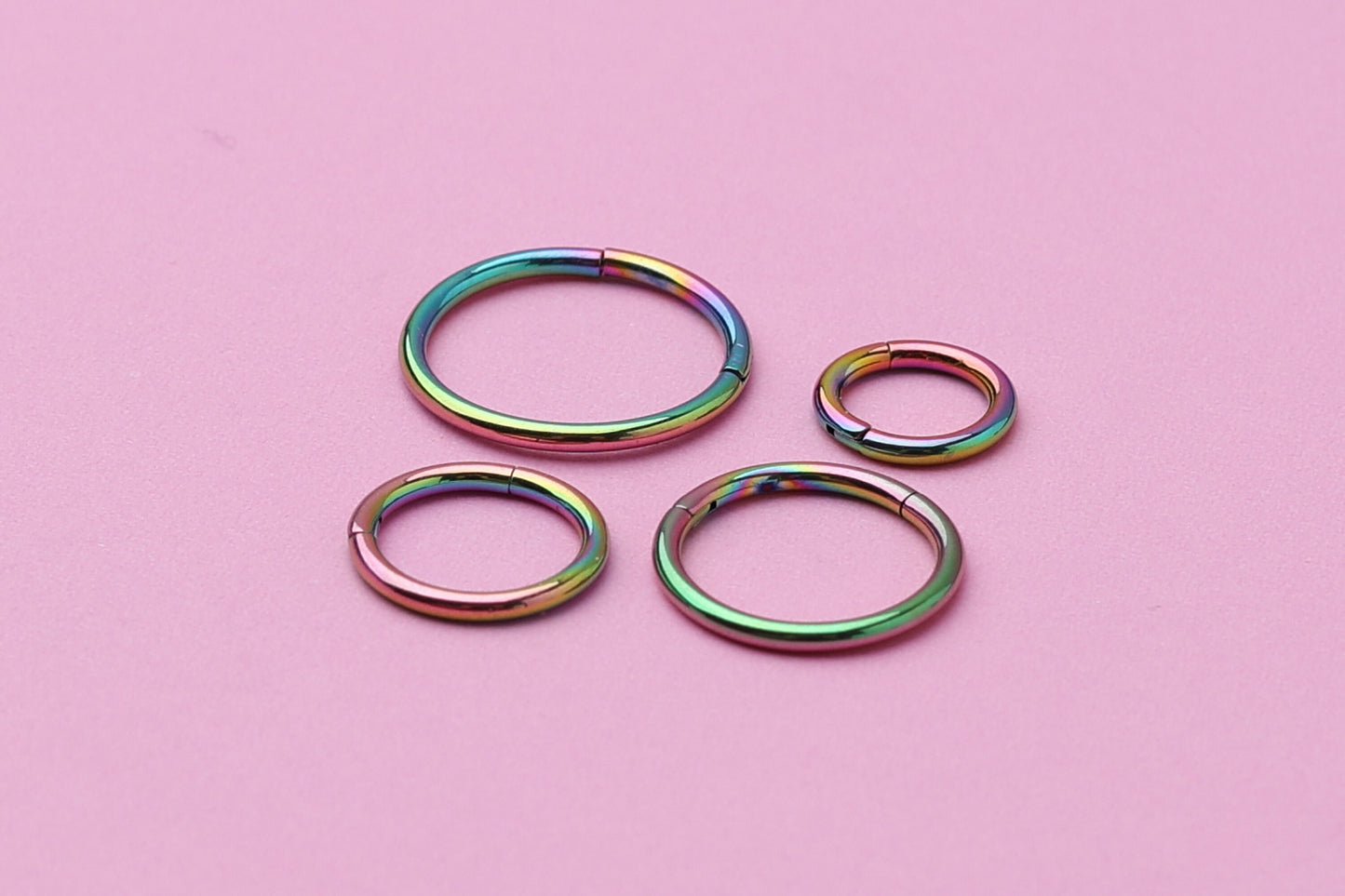 Titanium Clicker in Rainbow, Nose Ring, Septum Jewelry, Daith Hoop, Conch Ring, Helix Earring Hoop, Colorline, Multicoloured Huggie Hoops