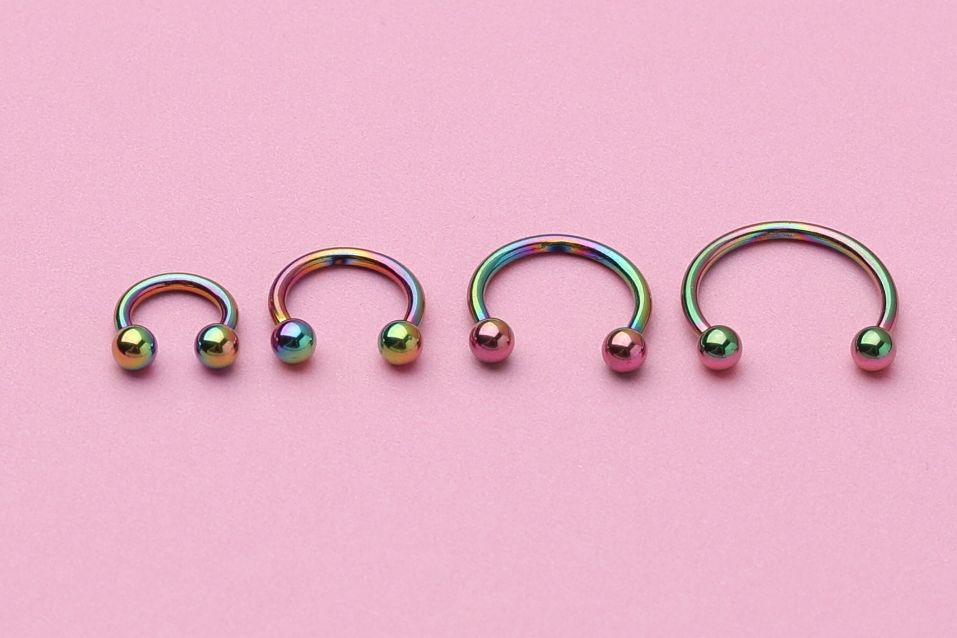 Horseshoe Hoop Earrings, Titanium Rainbow Septum Jewelry, Cartilage Hoop, Daith Hoop or Tragus Hoop