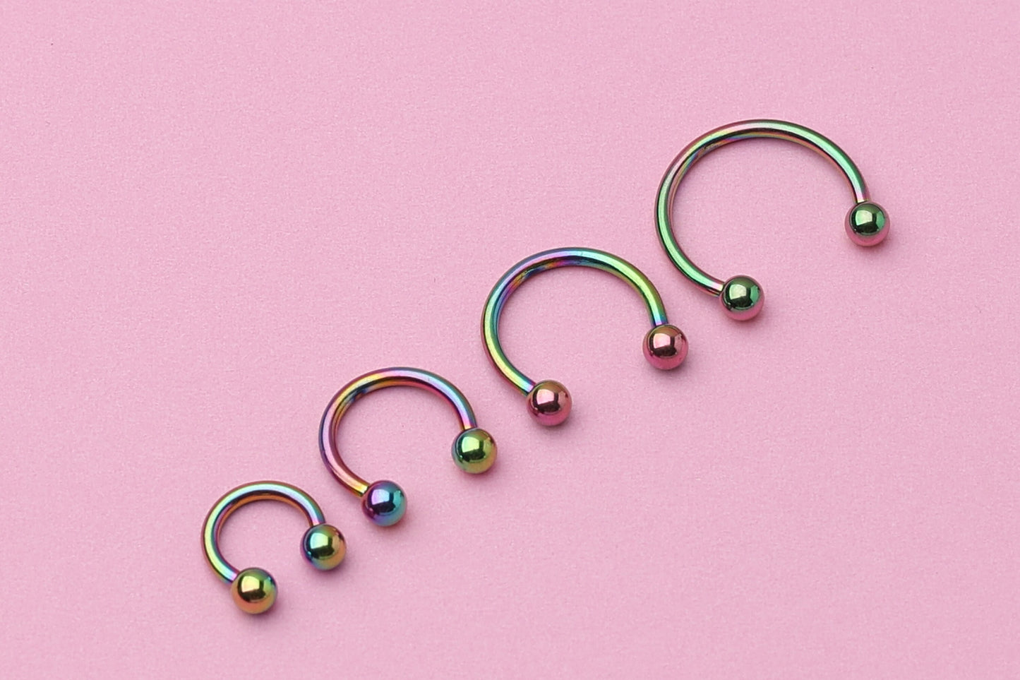 Horseshoe Hoop Earrings, Titanium Rainbow Septum Jewelry, Cartilage Hoop, Daith Hoop or Tragus Hoop