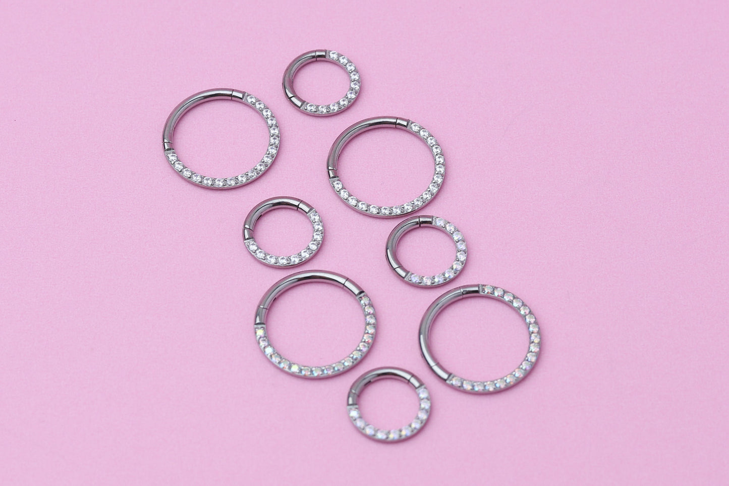 Titanium Septum Ring - ASTM F136 Hoop Clicker, 16G 1.2mm Hinged Segment - Daith Hoop - Septum Piercing - Daith Jewelry - Sleeper Earrings AB