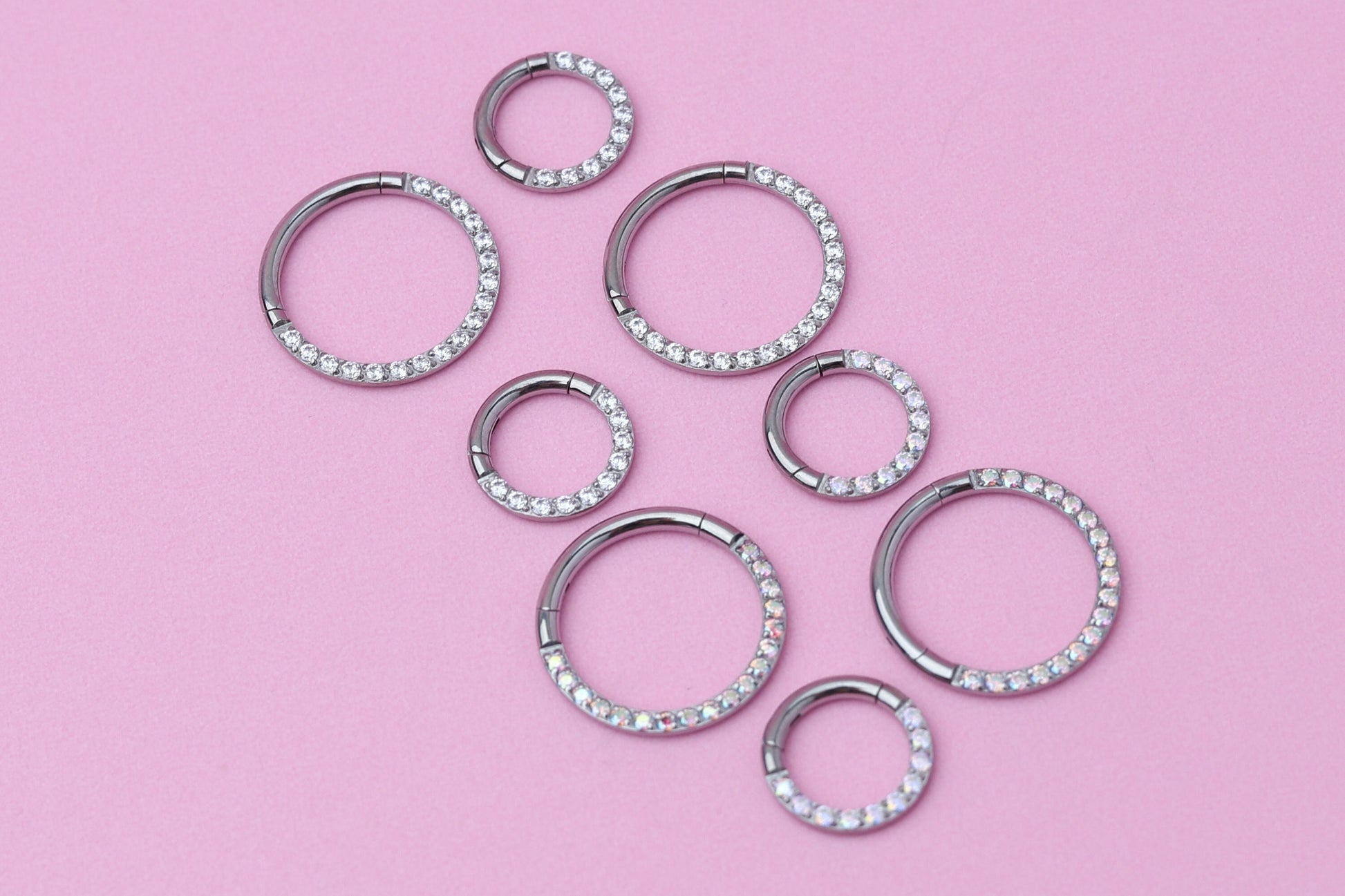 Titanium Septum Ring - ASTM F136 Hoop Clicker, 16G 1.2mm Hinged Segment - Daith Hoop - Septum Piercing - Daith Jewelry - Sleeper Earrings AB