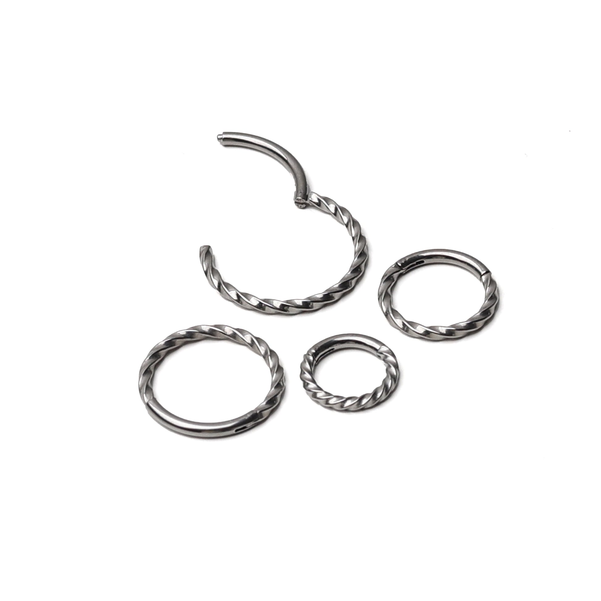 Silver Minimal Twisted Septum Ring Stainless Steel - 8mm, 10mm or 12mm Septum clicker 16 Gauge 1.2mm Hinged Segment clicker