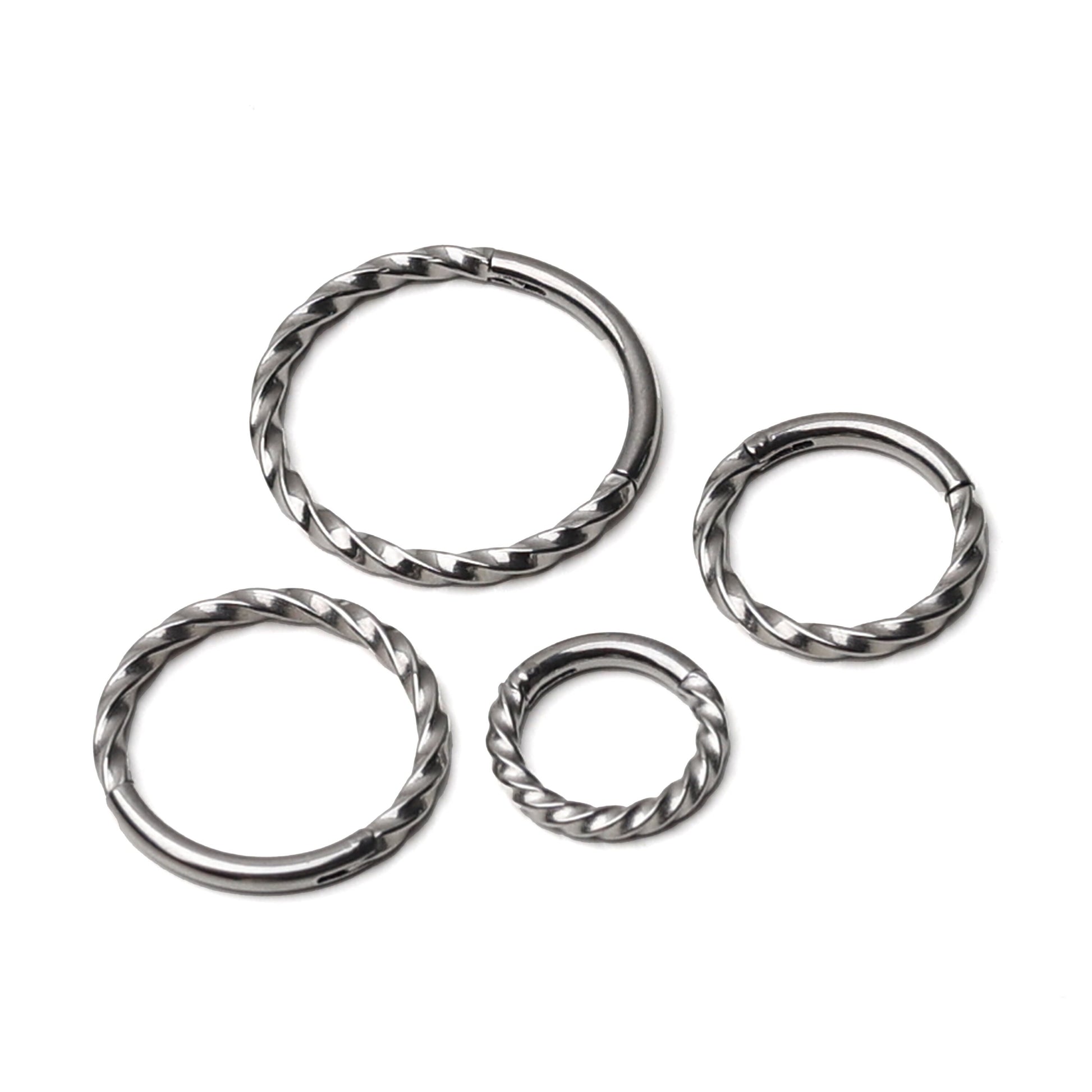 Silver Minimal Twisted Septum Ring Stainless Steel - 8mm, 10mm or 12mm Septum clicker 16 Gauge 1.2mm Hinged Segment clicker