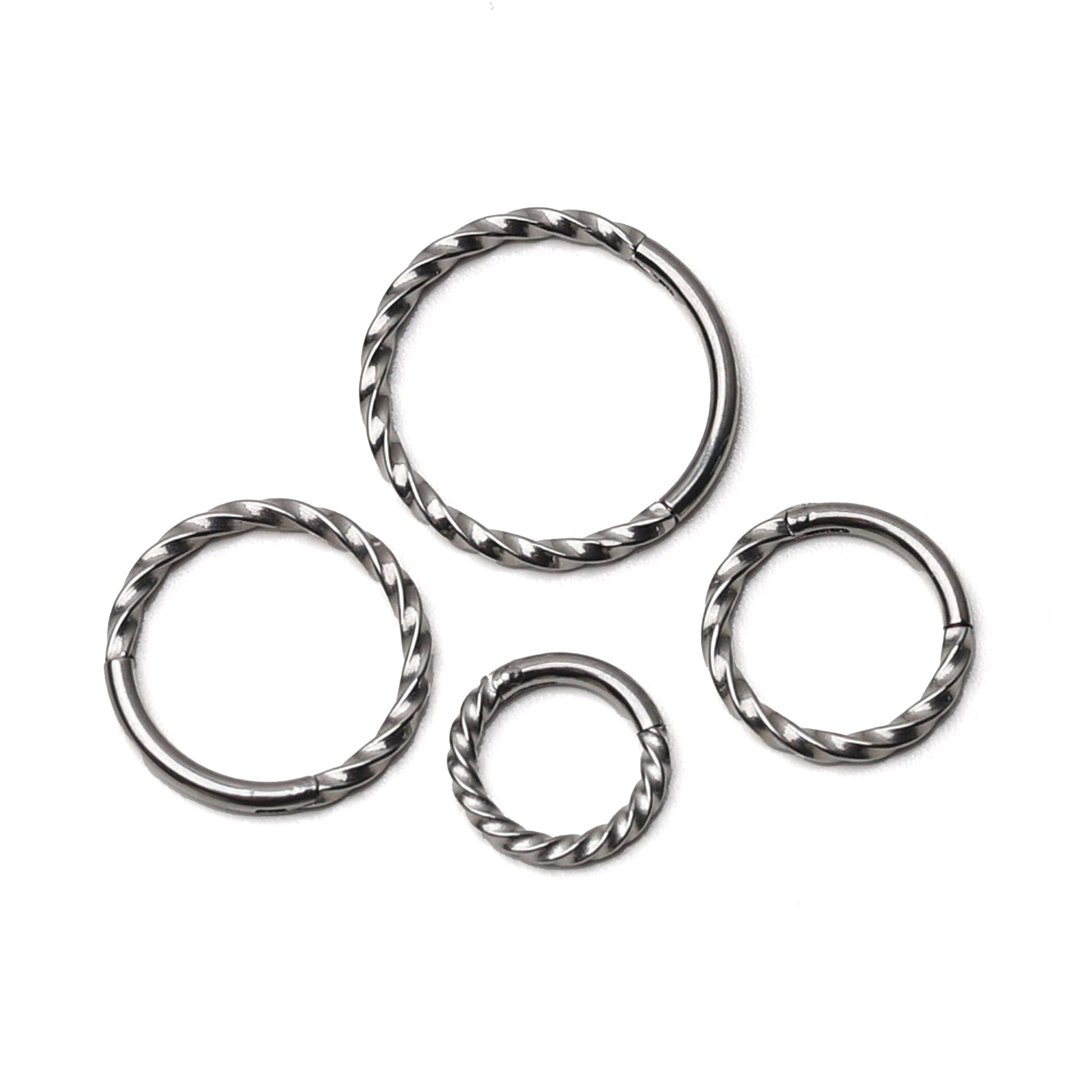 Silver Minimal Twisted Septum Ring Stainless Steel - 8mm, 10mm or 12mm Septum clicker 16 Gauge 1.2mm Hinged Segment clicker