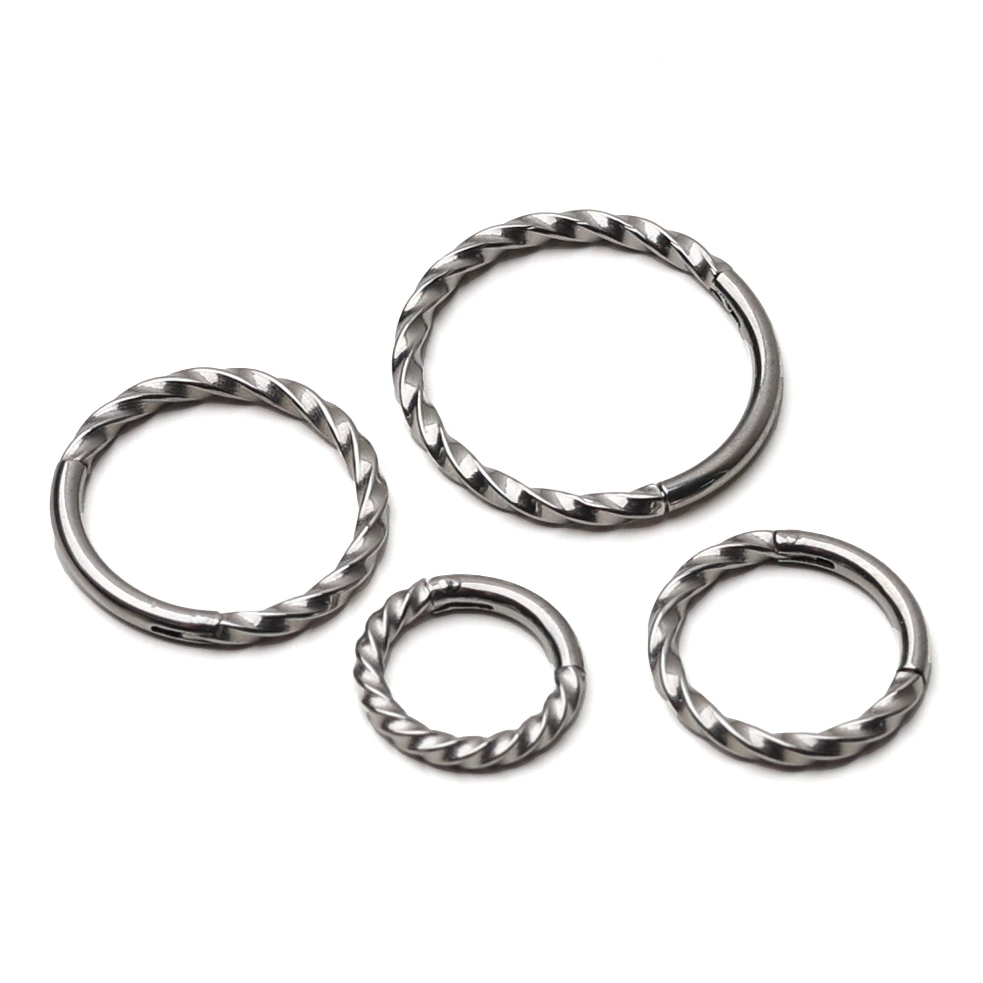 Silver Minimal Twisted Septum Ring Stainless Steel - 8mm, 10mm or 12mm Septum clicker 16 Gauge 1.2mm Hinged Segment clicker