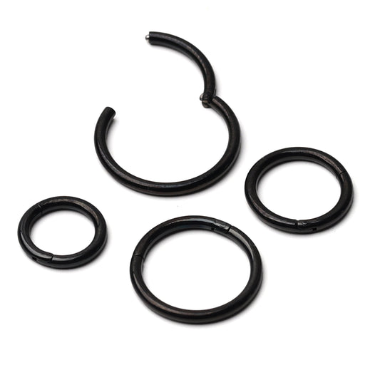 Black Titanium Implant Grade Clicker - septum clicker 16 Gauge 1.2mm hinged Segment clicker - Nose - Conch - Ear- 316L gender neutral