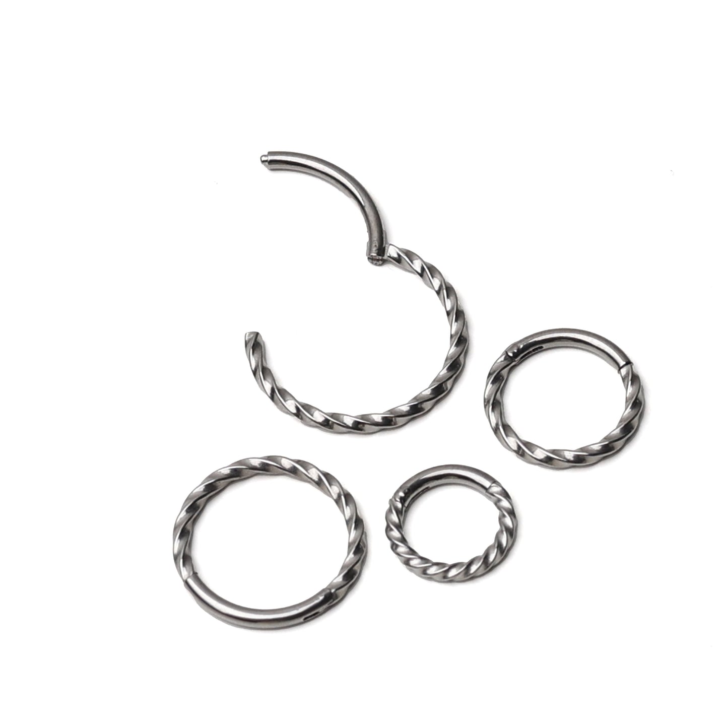 Silver Minimal Twisted Septum Ring Stainless Steel - 8mm, 10mm or 12mm Septum clicker 16 Gauge 1.2mm Hinged Segment clicker