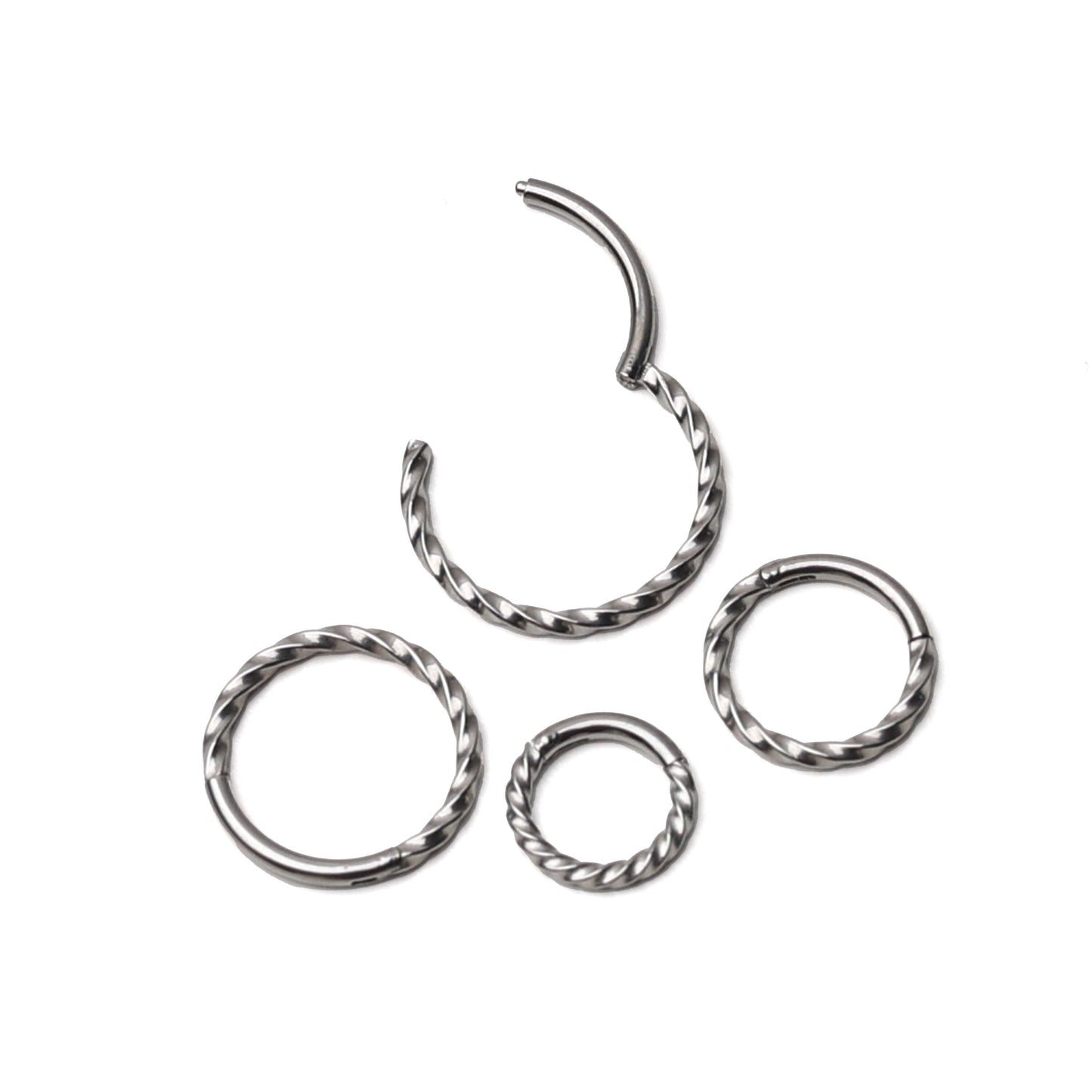 Silver Minimal Twisted Septum Ring Stainless Steel - 8mm, 10mm or 12mm Septum clicker 16 Gauge 1.2mm Hinged Segment clicker